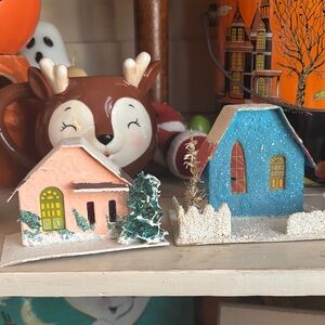 Putz housee Made in Japan, Cardboard Blue & Pink set